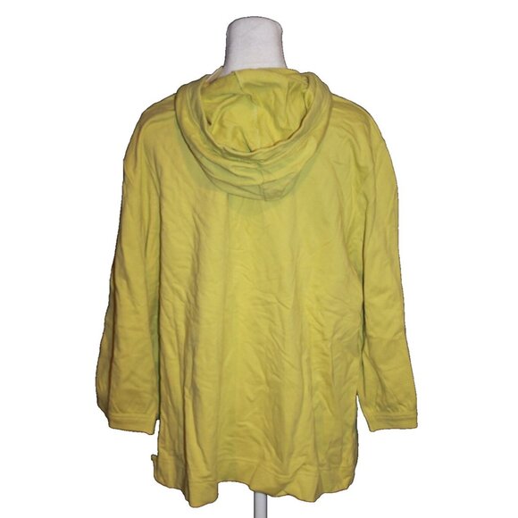 CJ Banks Womens 16/18 1X Hoodie Sweater Jacket Button Front Jersey Pea Green NEW - Picture 2 of 2